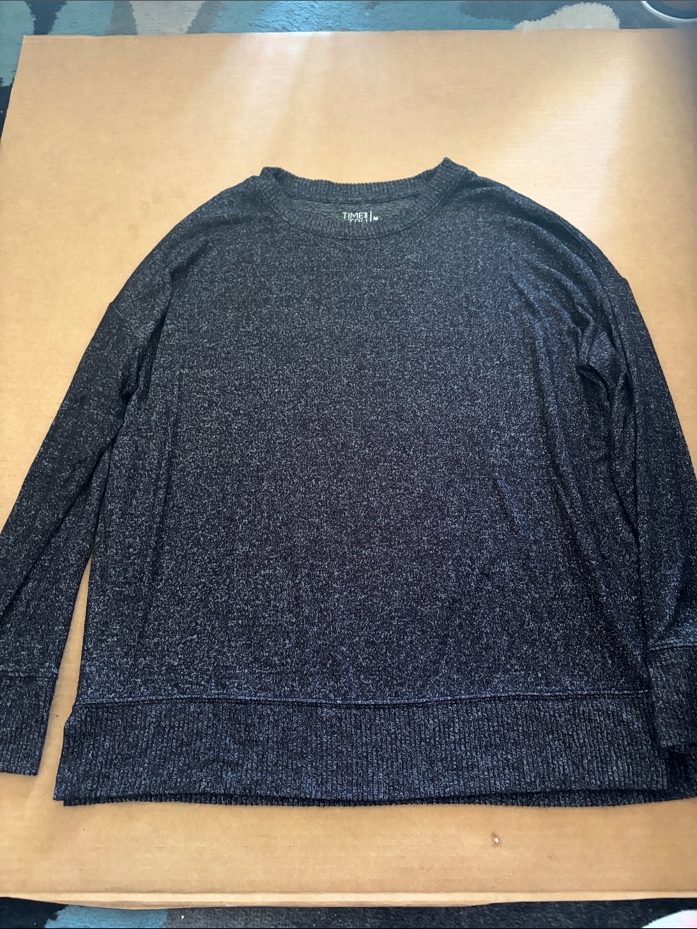 Time and Tru Black Marled Crewneck Sweater